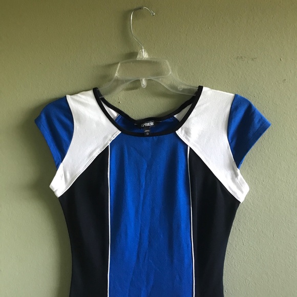 Express Cap sleeve Color Block Stretchy Dress Size XS - Picture 2 of 5